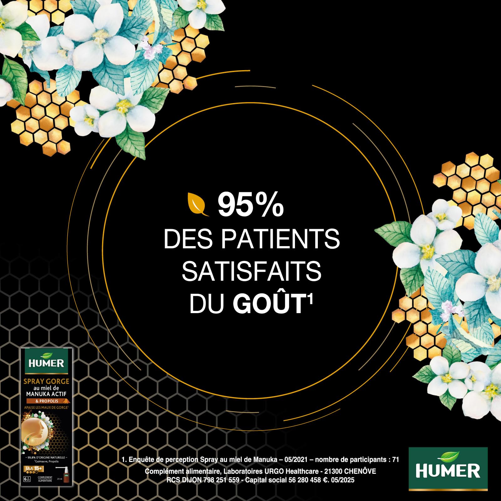 Humer Maux de Gorge spray gorge manuka 20 ml 98% naturel