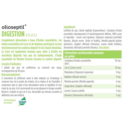Olioseptil Confort digestif gélules digestion lot de 3 carvi