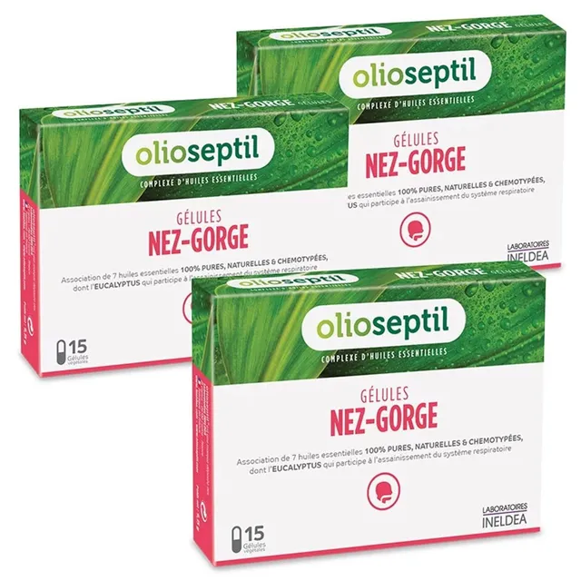Olioseptil Confort Respiratoire Nez-Gorge Gélules Lot de 3 Eucalyptus