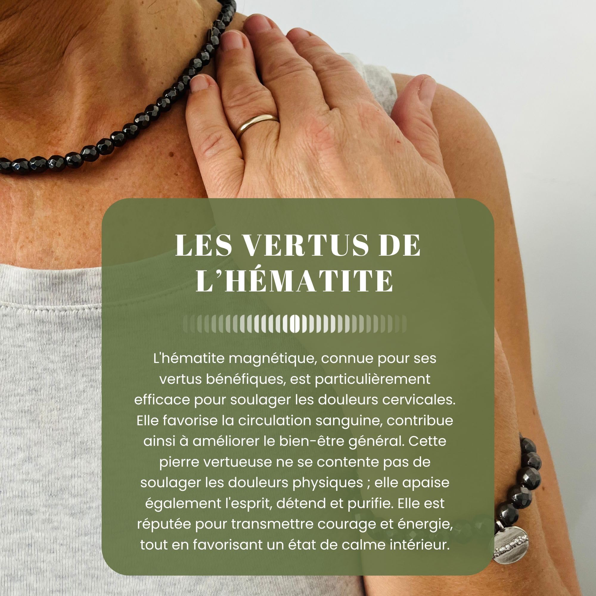 Aimantix Collier hématite magnétique collier pierre facettes noires