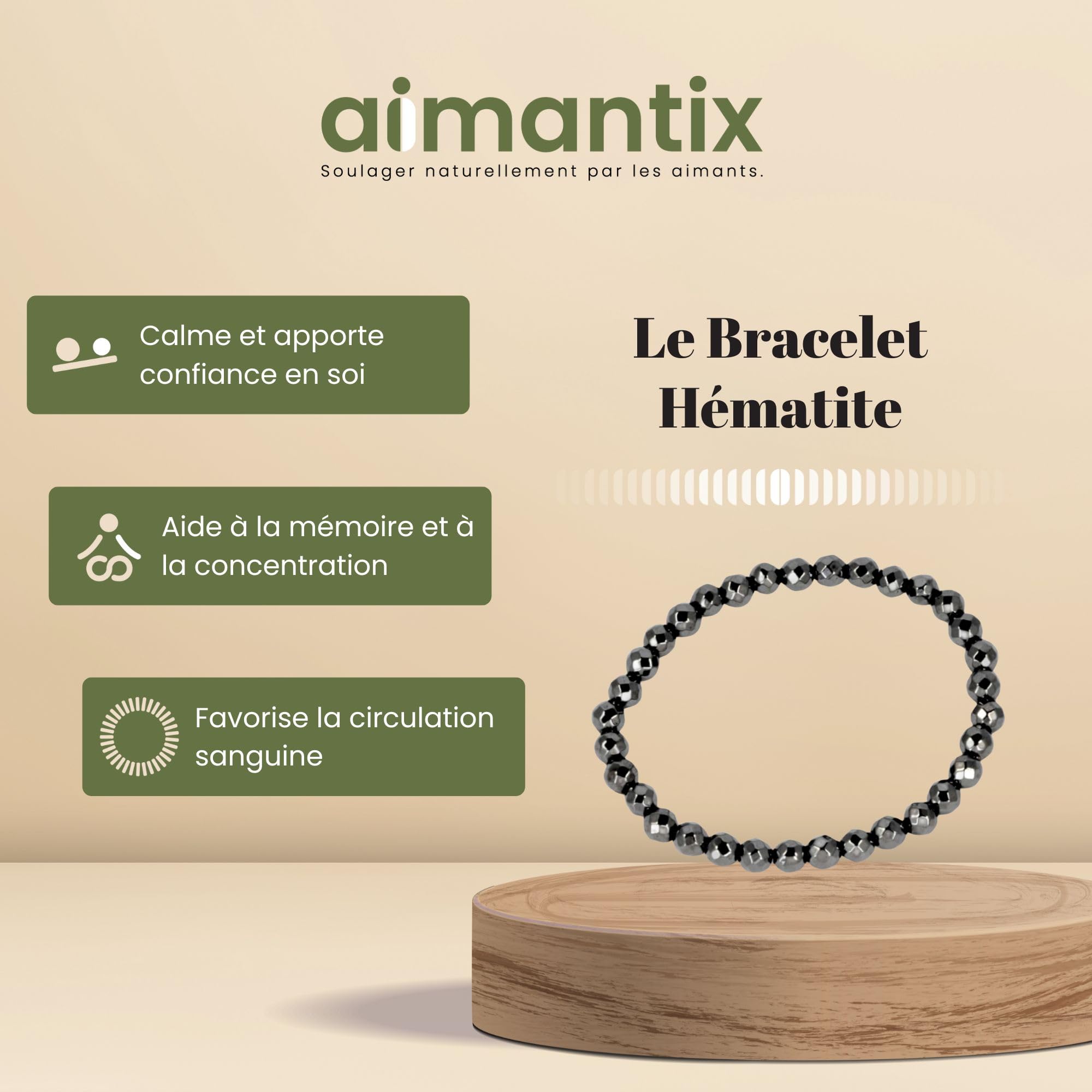 Aimantix Bracelets hématite magnétique bracelet petites billes