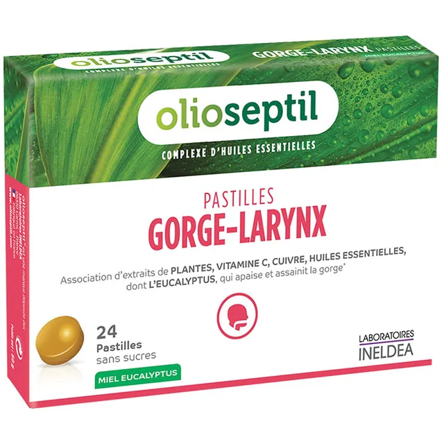 Olioseptil Confort respiratoire Gorge pastilles miel eucalyptus 24
