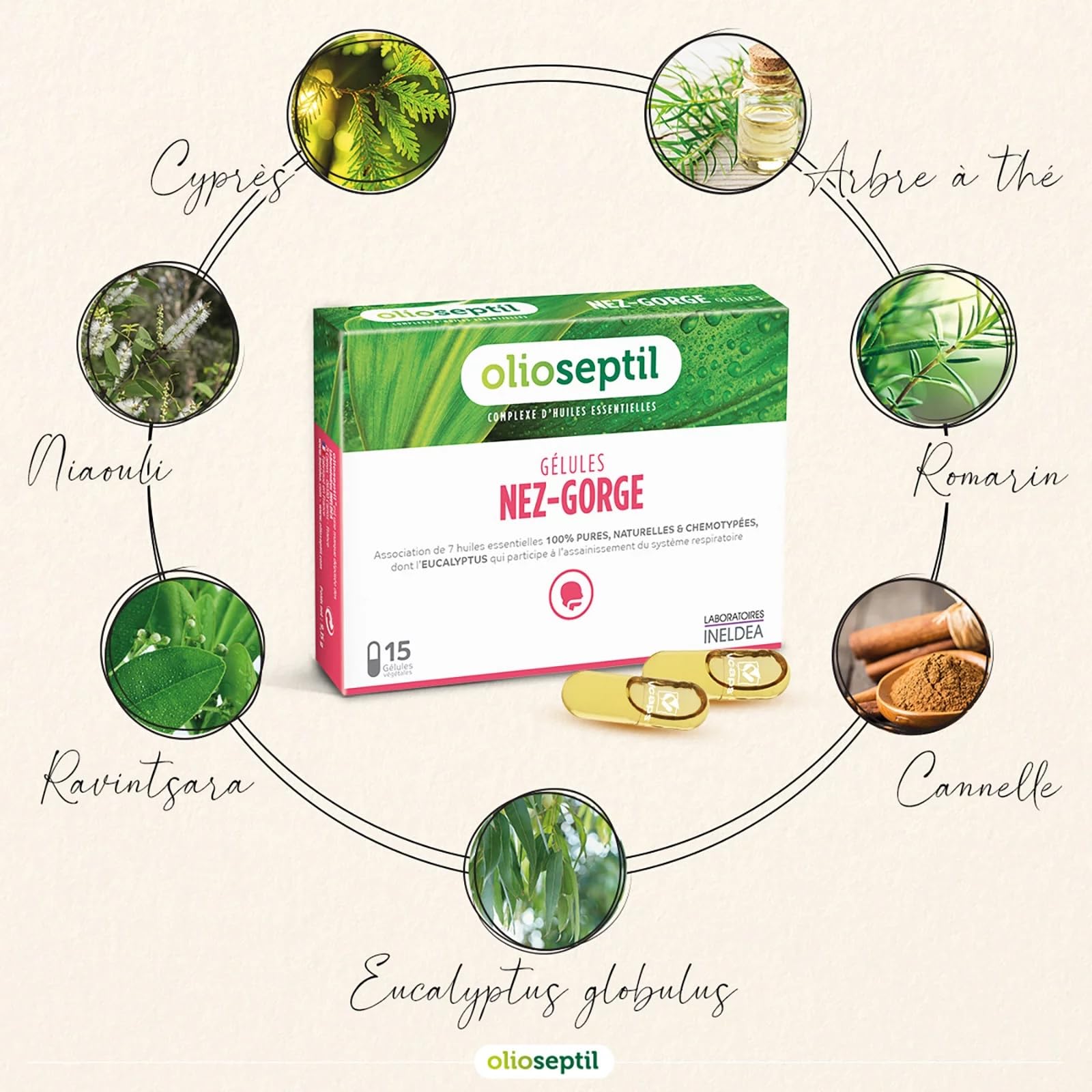 Olioseptil Confort Respiratoire Nez-Gorge Gélules Lot de 3 Eucalyptus
