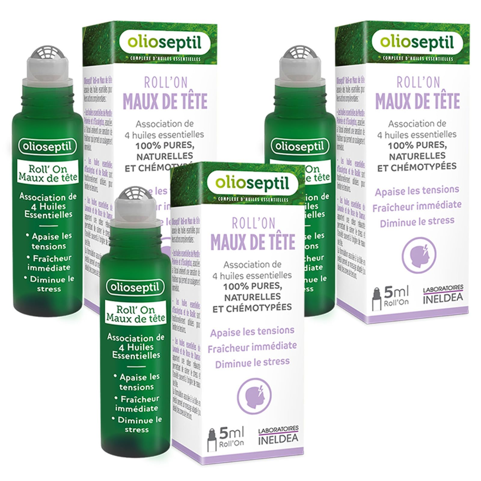 Olioseptil Sommeil et relaxation roll on maux de tête lot de 3