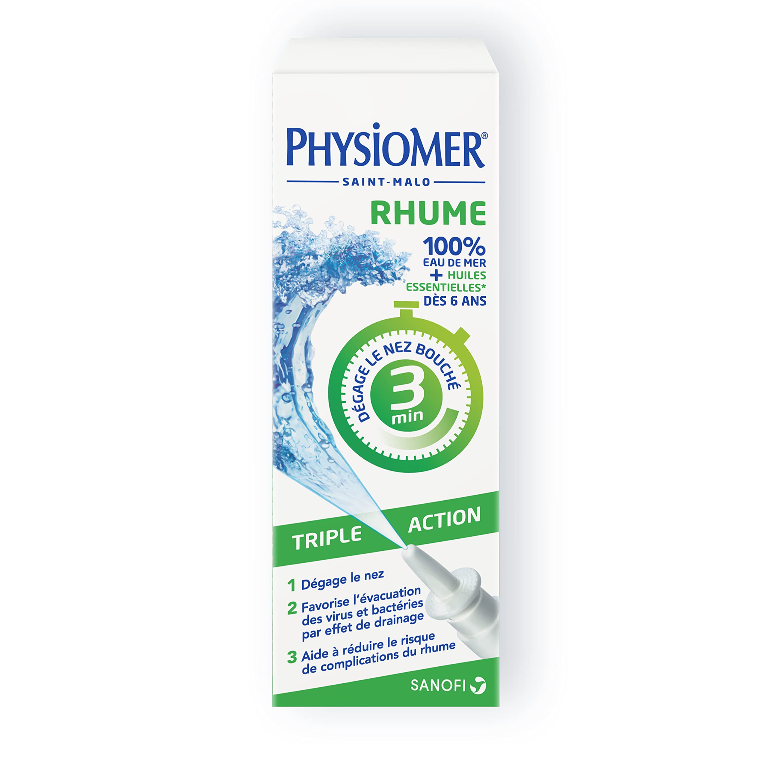 Physiomer Rhume Triple Action spray nasal 20 ml menthol hypertonique