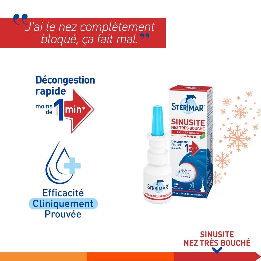 Stérimar Rhume pompe nasale nez bouché 20 ml eucalyptus