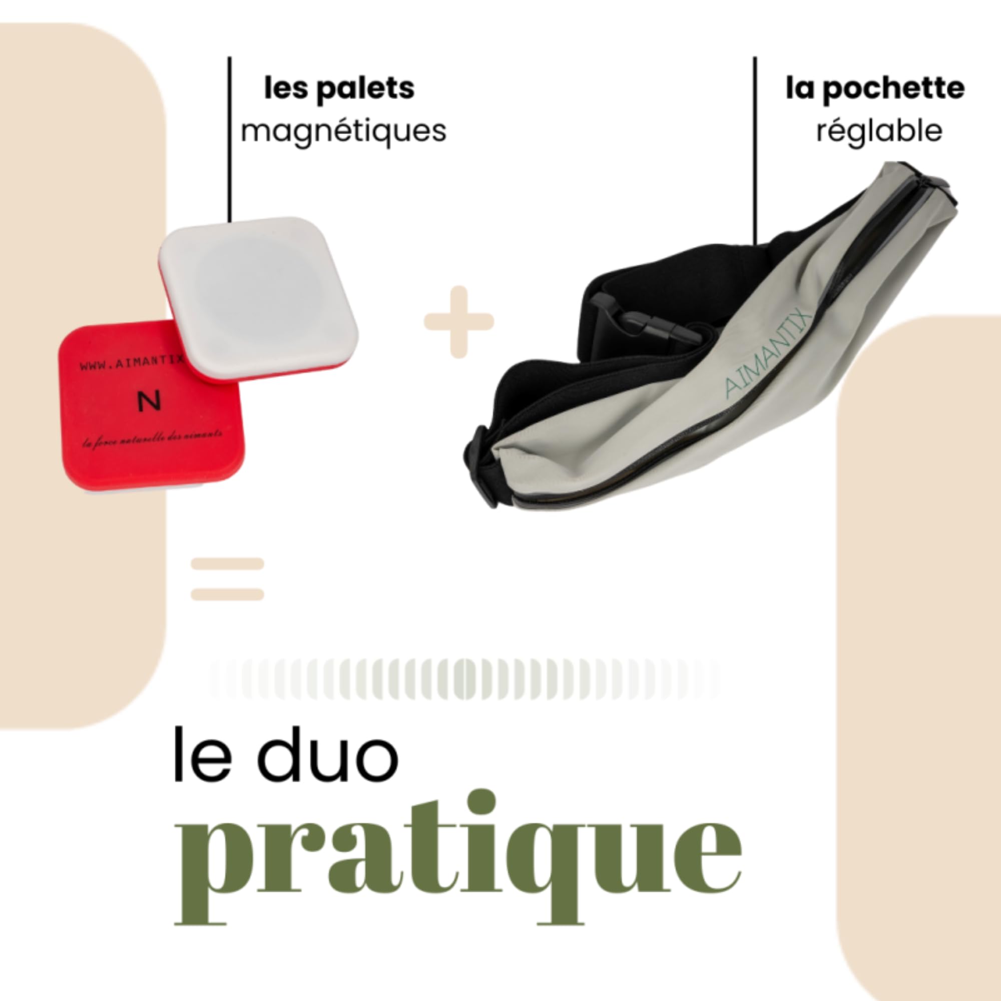 Aimantix Palets Magnétiques avec Pochette Réglable Paire