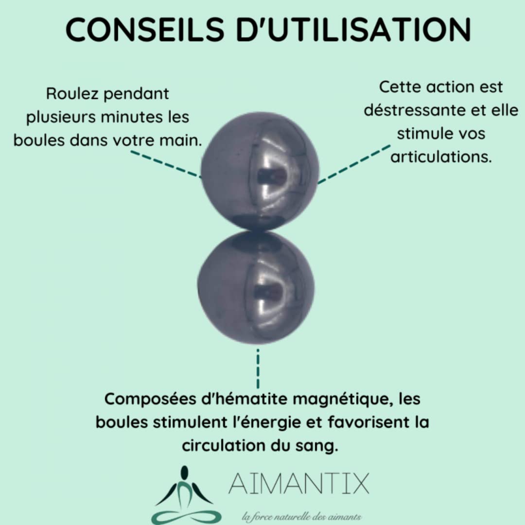 Aimantix Boules anti-stress hématite magnétique x2