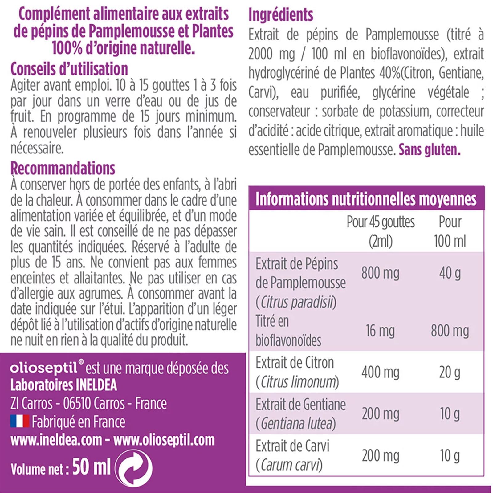 Olioseptil Défenses Naturelles EPP Citrus gouttes 50 ml